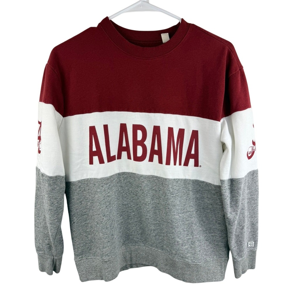 Tailgate Alabama Crimson Tide Sweatshirt Small Colorblock Crewneck Crimson White